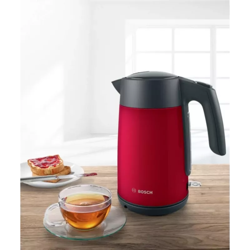 Sähköinen vedenkeitin Bosch TWK7L464 – 1,7 l tilavuus, 2400 W, punainen, muovikotelo