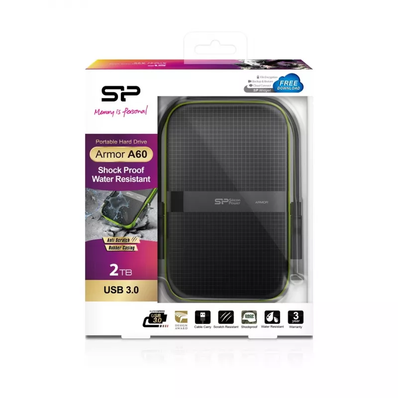 Silicon Power Armor A60 ulkoinen kiintolevy 2000 GB musta