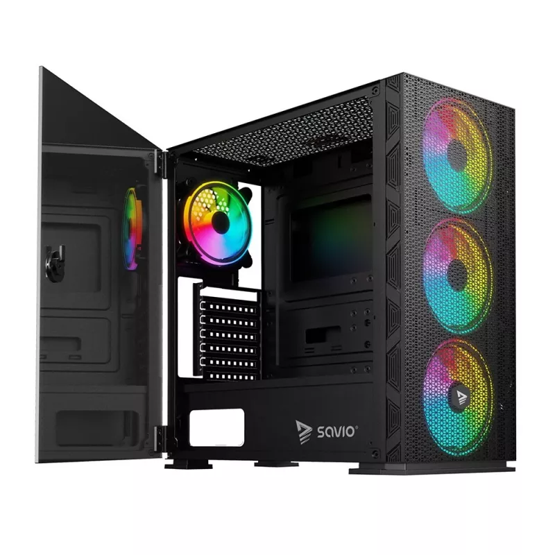 SAVIO PC-kotelo Raptor X1 ARGB lasi/mesh musta