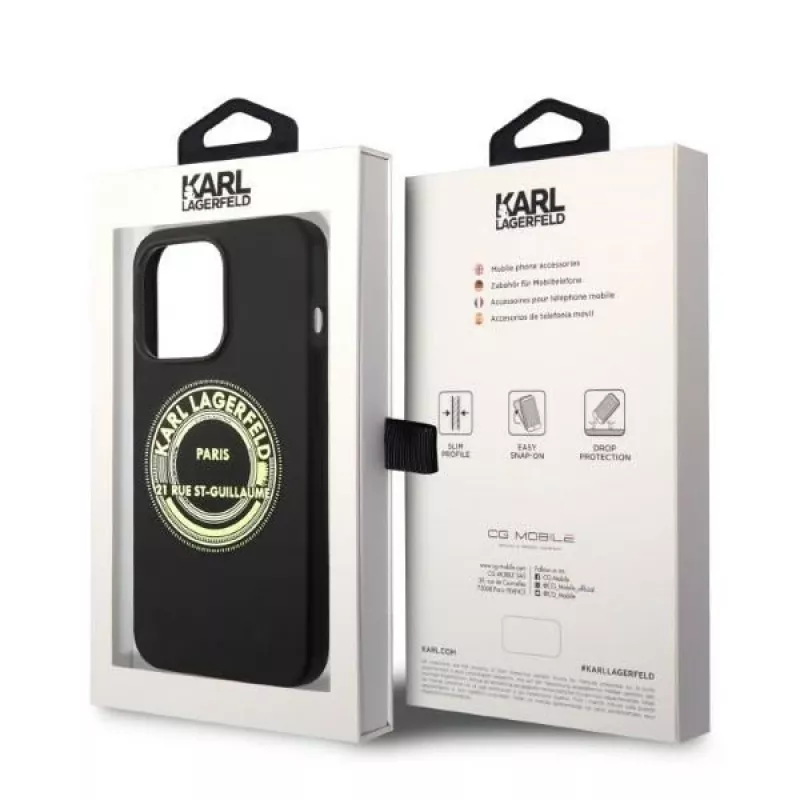 Karl Lagerfeld Soft Cover silikonikuori RSG musta Apple iPhone 14 Pro KLHCP14LSRSGRCK