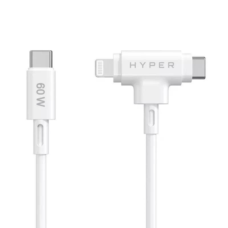 HYPER HyperJuice USB-kaapeli USB 2.0 1,5 m USB-C USB-C/Lightning valkoinen