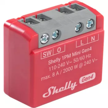 Shelly 1PM Mini Gen4 2 kpl:n pakkaus — Shelly Wi-Fi -älyrele tehonsäätömittauksella, kompakti moduulirakenne