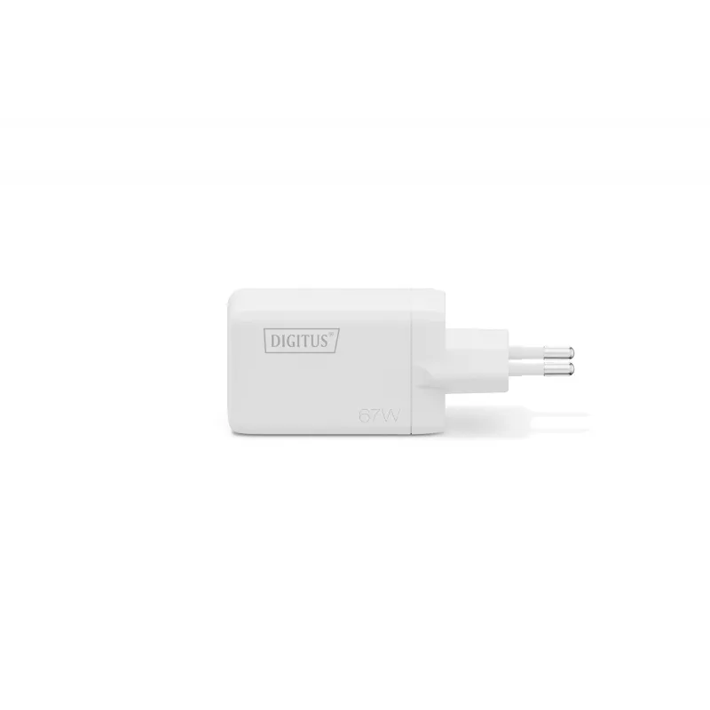 Seinä USB-laturi DIGITUS DA-10303 67W GaN, 2× USB-C + 1× USB-A, 100–240V, valkoinen