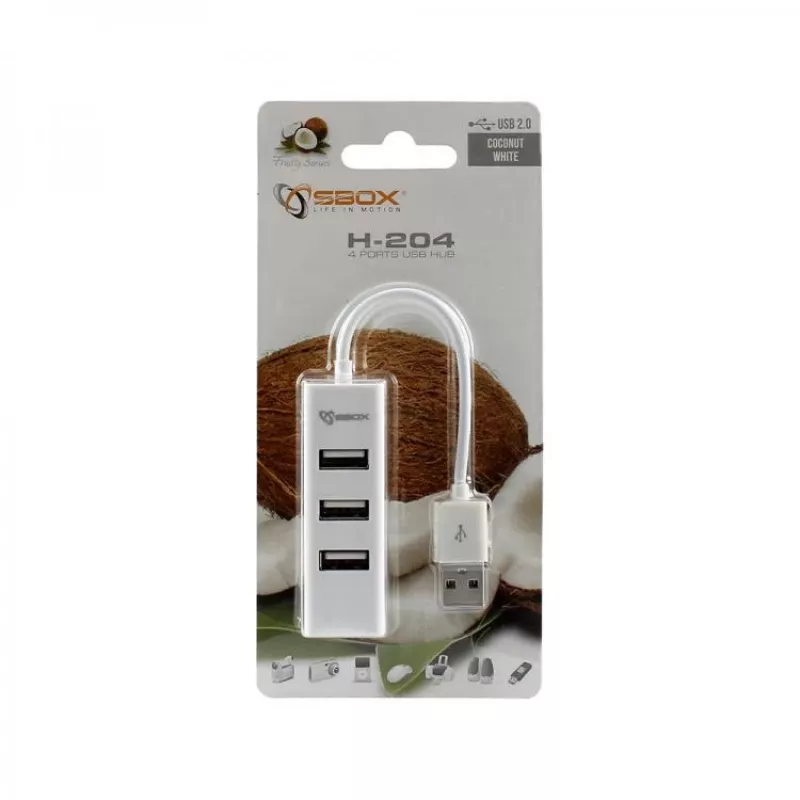 Sbox H-204W USB 4-porttinen keskitin kokosvalkoinen