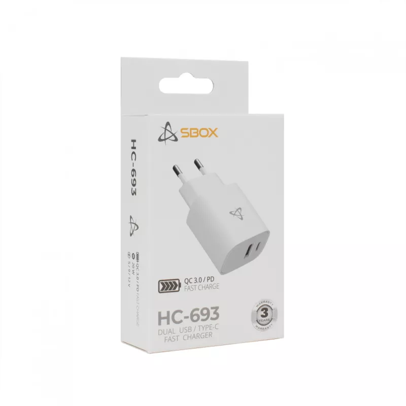 Sbox HC-693 USB-verkkolaturi 20W QC valkoinen