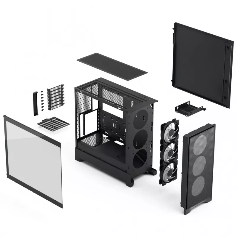 Fractal Design Pop 2 Air musta Solid Midi-Tower-PC-kotelo — ATX-tuki, 3x 120 mm etutuulettimet, 2,5/3,5 inch asemapaikat, 215×481×462 mm
