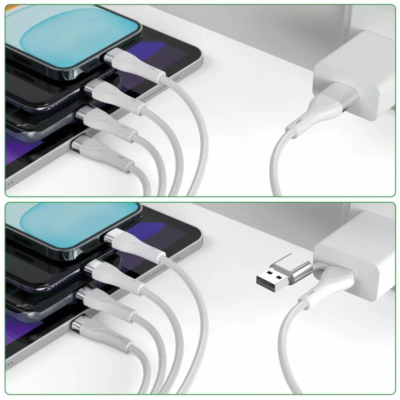 4smarts 541024 USB-kaapeli 1,2 m USB A/USB C USB C/Micro USB-A/Lightning valkoinen (541024)