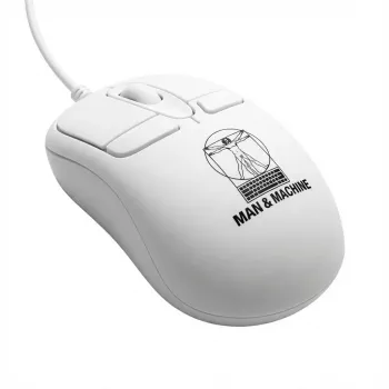 Johdollinen molempikätinen tietokonehiiri ManMachine Mighty -hiiri 5, USB Type-A, 5 painiketta, valkoinen