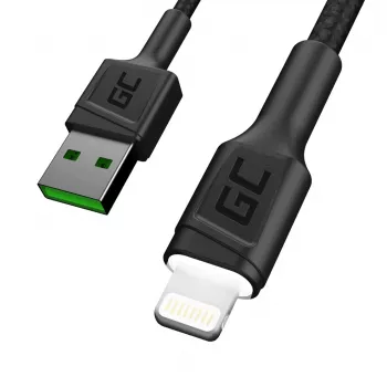 Lightning–USB-A-kaapeli Green Cell KABGC12, 2 m, Lightning – USB A, musta
