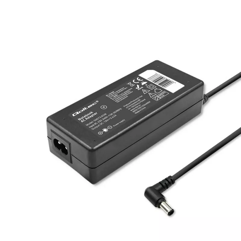 Kannettavan tietokoneen virtalähde Qoltec Toshiba 65W 3,42A 19V 5,5x2,5 50073.65W