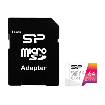 Silicon Power Elite microSDXC 64GB UHS-I Class 10 V10 muistikortti adapterilla (SP064GBSTXBV1V20SP)