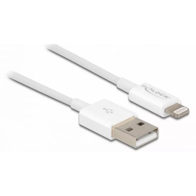 USB-data- ja latauskaapeli DeLOCK 83000 iPhone iPad iPod valkoinen 1 m