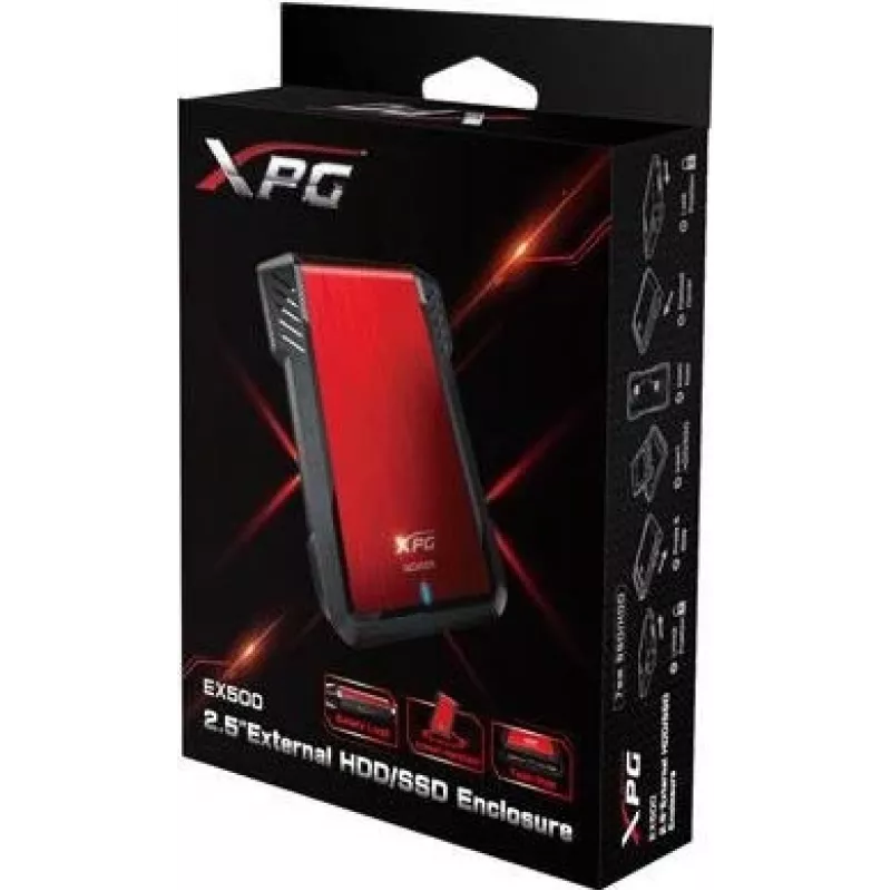 ADATA EX500 HDD/SSD-kotelo musta, punainen 2,5