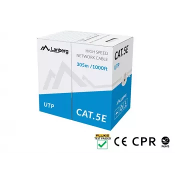 Verkkokaapeli Lanberg LCU5-11CU-0305-S U/UTP Cat5e 305 m harmaa