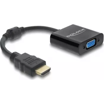 DELOCK HDMI-uros-VGA-naaras-adapterikaapeli — HDMI (uros) VGA (naaras), musta