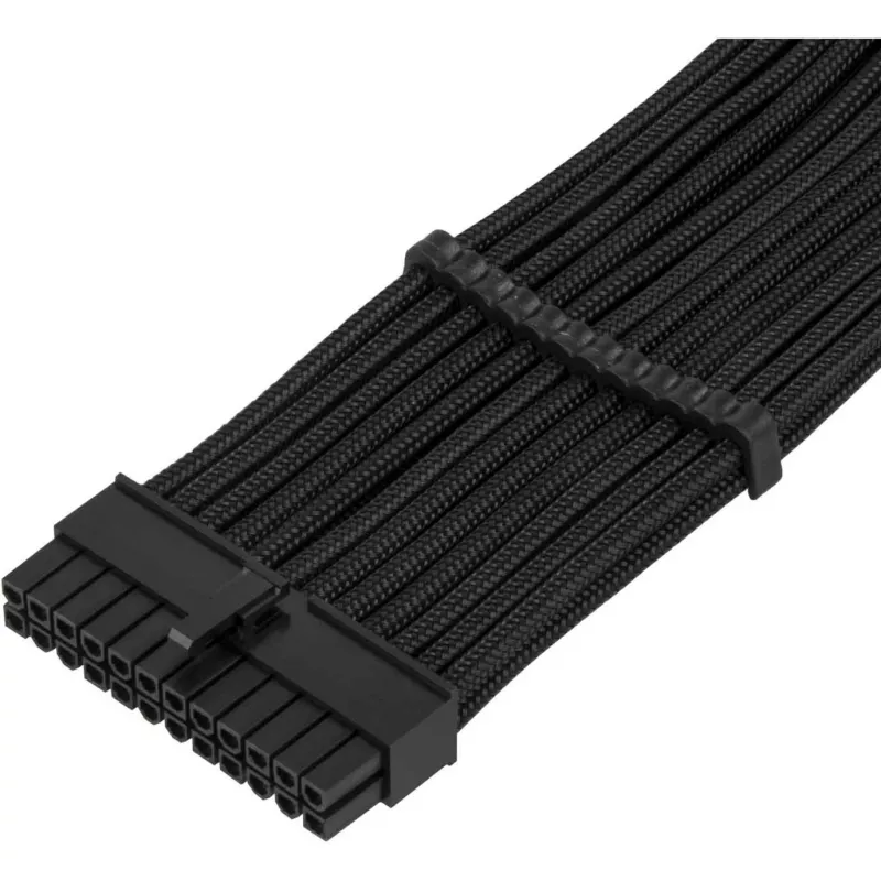 SilverStone PP07E - virran jatkokaapeli - ATX, 24-pin (W) - ATX, 24-pin (M) - 30 cm - musta