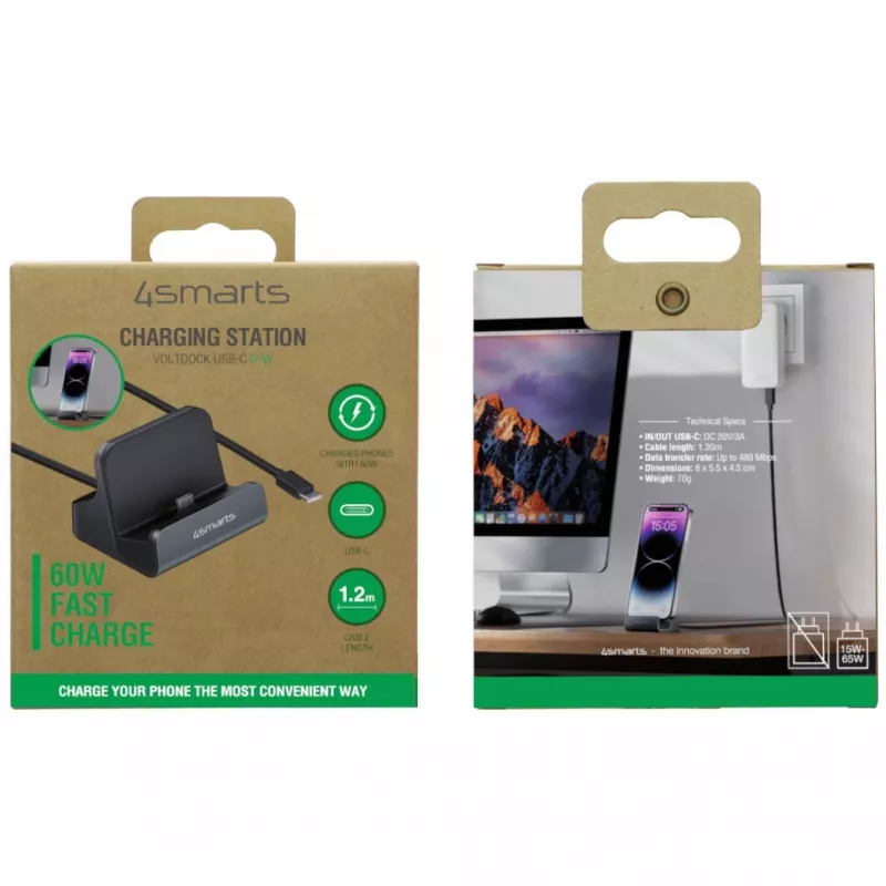 4smarts lataustelakka VoltDock USB-C 60W harmaa (541426)