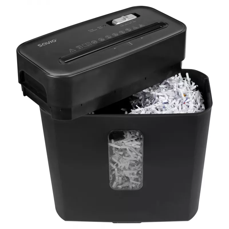 Silppuri SAVIO ND-01, ristileikkaus 4 x 32 mm, 11 L säiliö, 230 W, musta, 72 dB