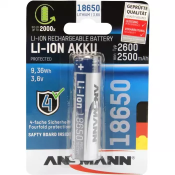 ANSMANN - akku 18650 - Li-Ion - 2600 mAh - 9,36 Wh - hopea (1307-0000)