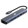 Adapteri HUB USB C 6in1 - HDMI, USBx3, PD, RJ-45