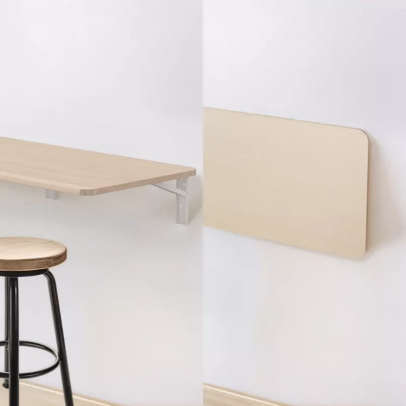 Maclean MC-128WD seinälle kiinnitettävä taittuva hylly, 100×40 cm, puujäljitelmä
