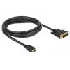 DeLOCK - videokaapeli - HDMI / DVI - DVI-D (M) - HDMI (M) - 2,0 m - kolmoiseristys - musta - peukaloruuvit (85654)