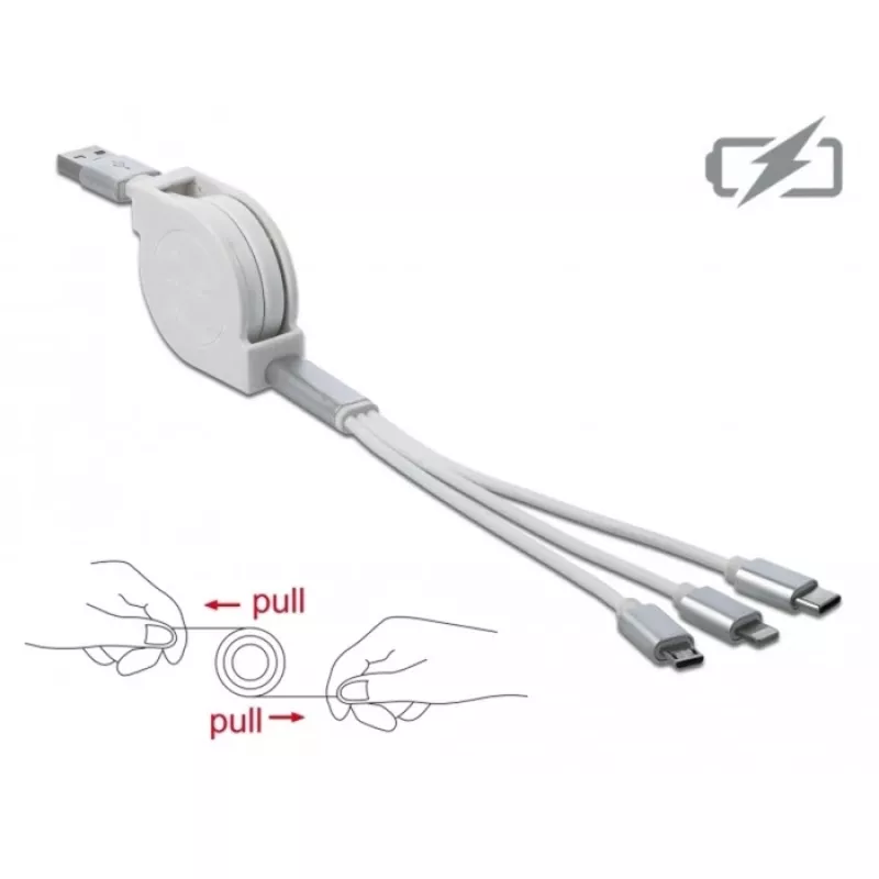 USB-kaapeli DeLOCK 85850 0,98 m USB 2.0 USB A USB C/Micro-USB B/Lightning