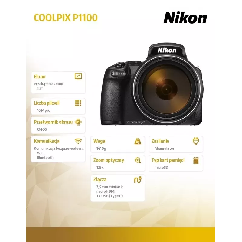 Kompaktikamera Nikon COOLPIX P1100 16 MP CMOS 4K Ultra HD musta
