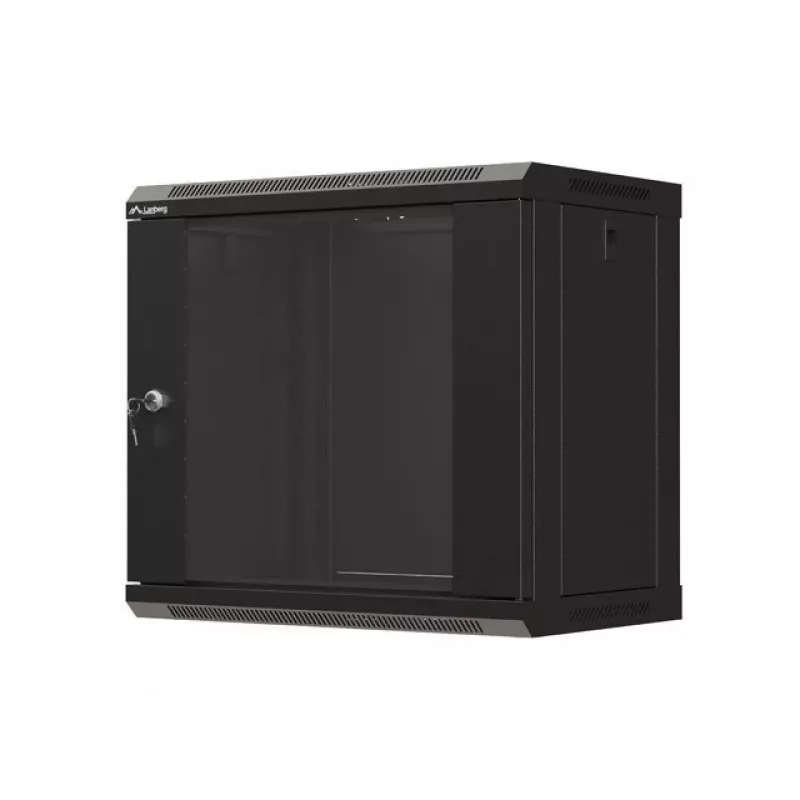 Seinäkiinnitteinen räkki LANBERG WF03-5309-10B, 9U, 500×350×540 mm, maks. kuorma 60 kg, musta