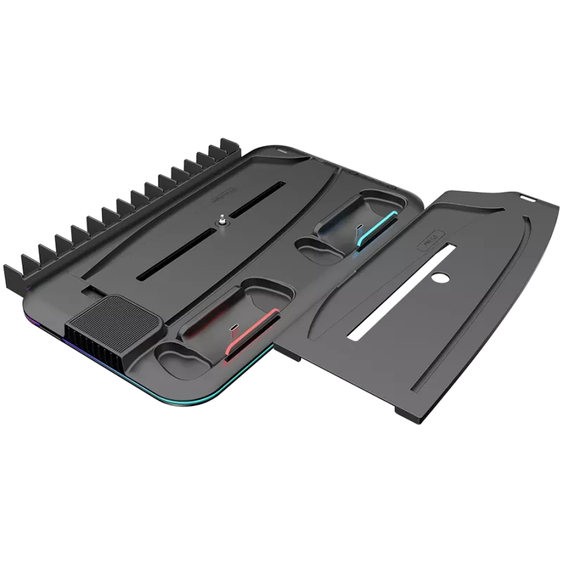 Jäähdytysteline CANYON CS-51 RGB PS5 ohut musta kahdella ohjaimen lataustelineellä