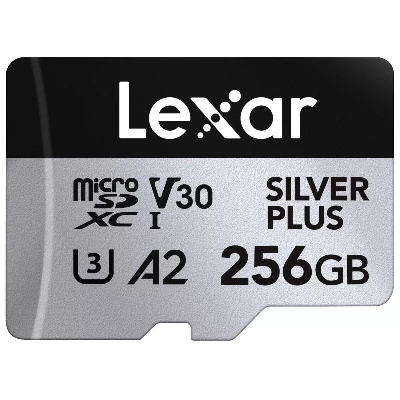 Muistikortti microSD 256GB C10 A2 U3 V30 205/150MB/s Silver Plus