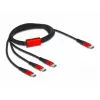 USB-latauskaapeli DeLOCK 3 in 1 USB Type-C 3 x USB Type-C 1 m musta/punainen