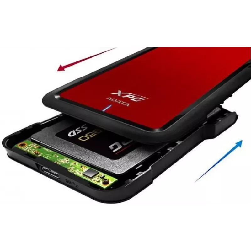 ADATA EX500 HDD/SSD-kotelo musta, punainen 2,5