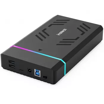 Inateck FE3003 RGB 3.5 USB 3.0 kiintolevykotelo 2.5/3.5 SATA HDD/SSD -levyille, musta