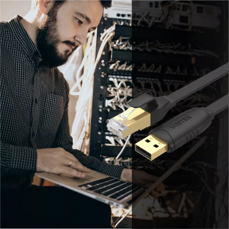 Unitek Y-SP02001B USB 2.0 – RJ-45 konsolikaapeli, 1,8 m, musta