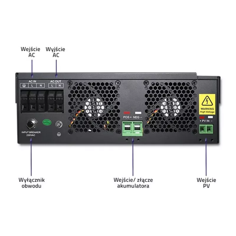 Off-grid-invertteri Qoltec 53887 aurinkoinvertteri 10 kVA litiumpolymeeri musta