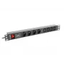 Lanberg PDU-04E04I-0200-IEC-BK 1U-räkkijakelupaneeli (PDU), 4x tyyppi E + 4x IEC C13, 10 A, 2 m, musta