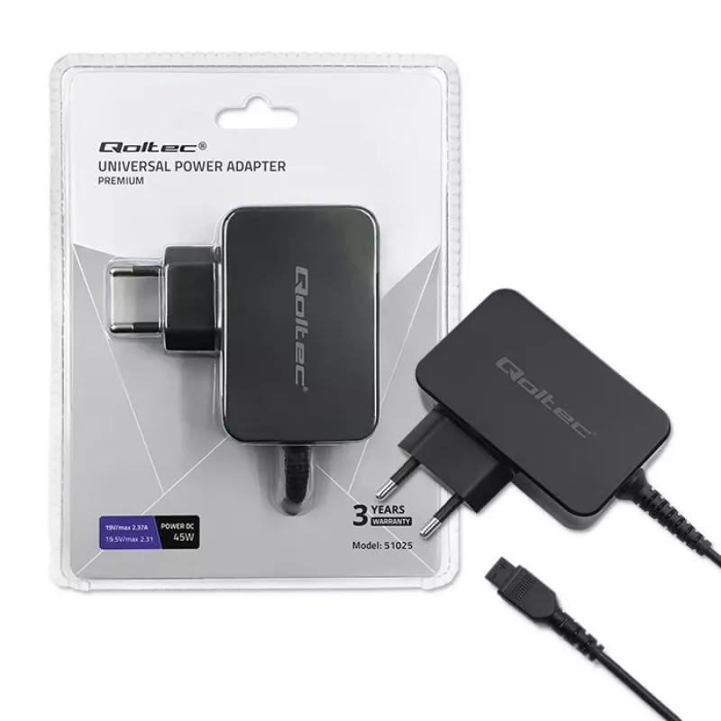 Qoltec 51025 virtalähde/jännitemuunnin sisäkäyttöön musta