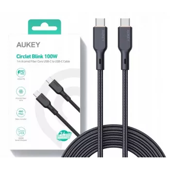 AUKEY CB-KCC101 nailonkaapeli USB-C - USB-C 1m