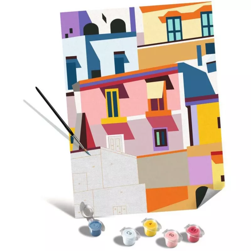 Kangasmaalaussarja Ravensburger CreArt Canvas Edition: Farbenfrohe Häuser, malli 25527