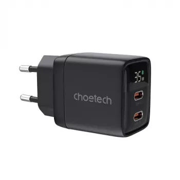 Choetech PD6051 USB-C USB-C PD 35W GaN-seinälaturi näytöllä - musta