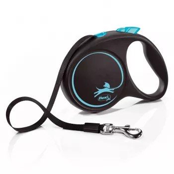 Flexi Black Design M -flexi — 5 m pituus, nauhamalli, enimmäiskuormitus 25 kg, ergonominen kahva