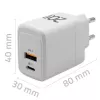 GaN-laturi QOLTEC 51823 20W USB-virtalähde, 5V/20V lähtö