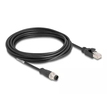 Verkkokaapeli DeLOCK M12 kaapeli A-koodattu 8-napainen uros - RJ45 uros Cat5e 5 m musta