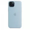 Silikonikotelo Apple iPhone 15 Plus vaaleansininen MagSafe