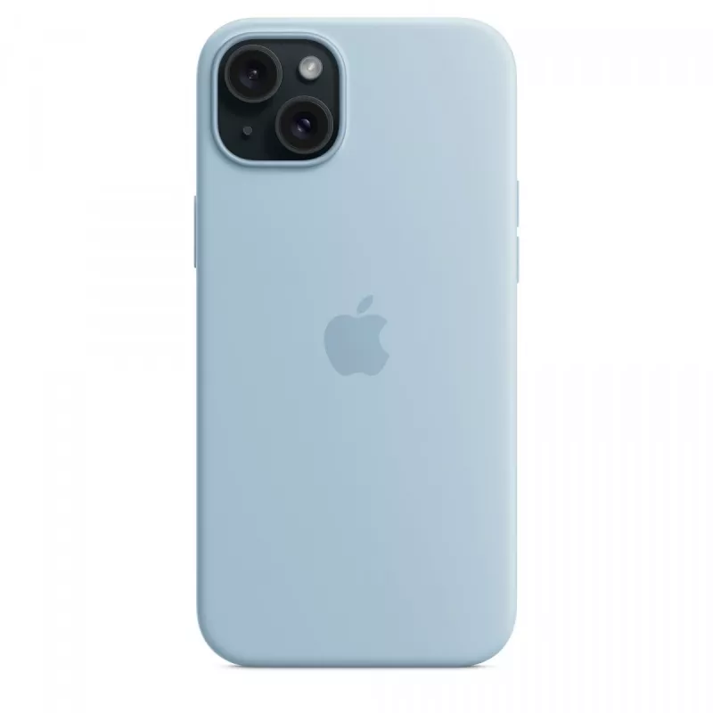 Silikonikotelo Apple iPhone 15 Plus vaaleansininen MagSafe