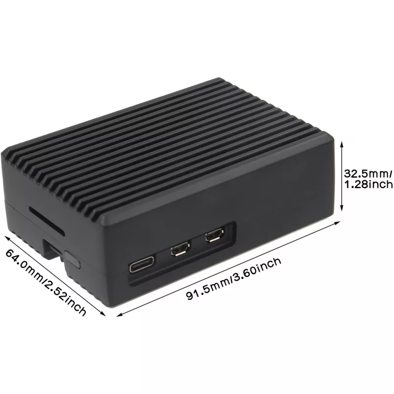 INTER-TECH kotelo Raspberry Pi 5:lle — ODS-739 kompakti muotoilu