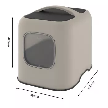 Kannellinen kissanvessalaatikko Rotho BIALA beige 395×510×443 mm, muovi ja kauha