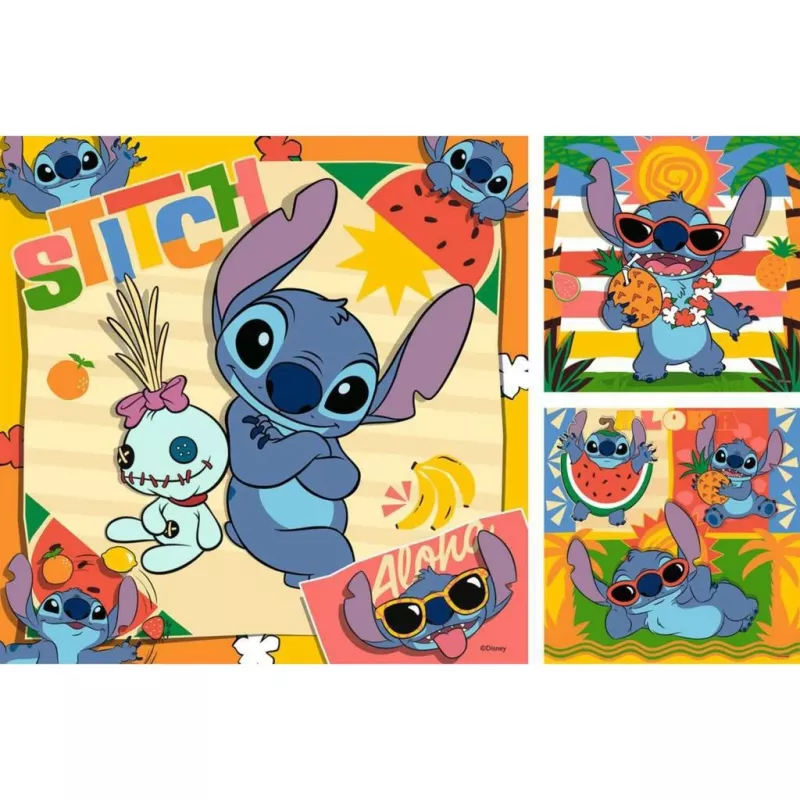 Lastenpalapeli Ravensburger Disney Stitch — 3 x 49 palaa, lapsille sopiva