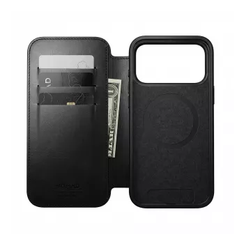 Nomad Modern Leather Folio -älypuhelinfolio iPhone 17 Pro – musta Horween